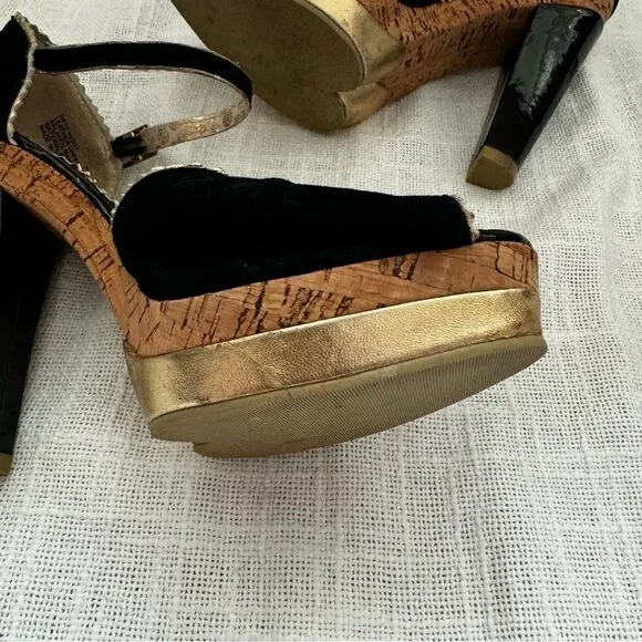 Poetic License Date Night Pumps Black Cork Sandals SZ 7.5