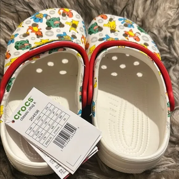 Pokemon Kids Clogs - White and Red pikachu pokemon clog size 2