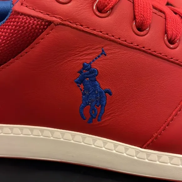 Polo Ralph Lauren Hernando Leather Shoes Sneakers red royal blue Men’s Size 9