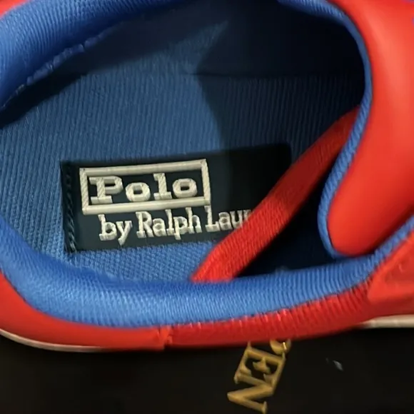 Polo Ralph Lauren Hernando Leather Shoes Sneakers red royal blue Men’s Size 9