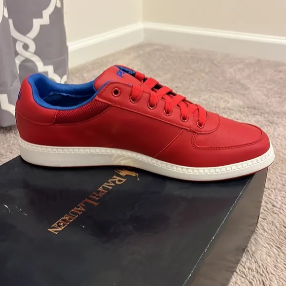 Polo Ralph Lauren Hernando Leather Shoes Sneakers red royal blue Men’s Size 9