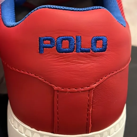 Polo Ralph Lauren Hernando Leather Shoes Sneakers red royal blue Men’s Size 9