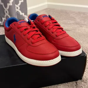 Polo Ralph Lauren Hernando Leather Shoes Sneakers red royal blue Men’s Size 9