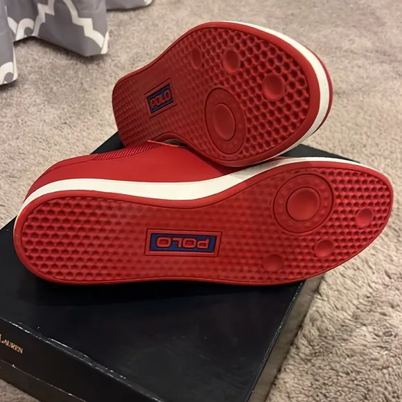 Polo Ralph Lauren Hernando Leather Shoes Sneakers red royal blue Men’s Size 9