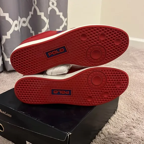 Polo Ralph Lauren Hernando Leather Shoes Sneakers red royal blue Men’s Size 9