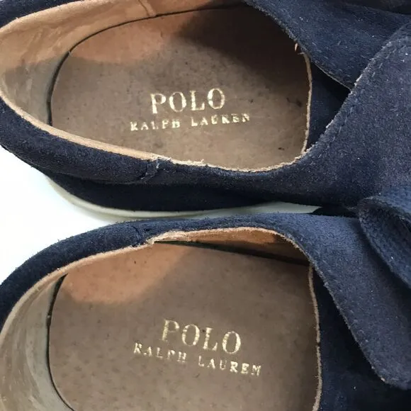 Polo Ralph Lauren Jermain Suede Sneakers Men's 12 D Navy Blue Lace Up Low Shoes
