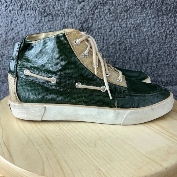 Polo Ralph Lauren Lander Chukka Mens 9 Green Coated Canvas High Top Sneakers