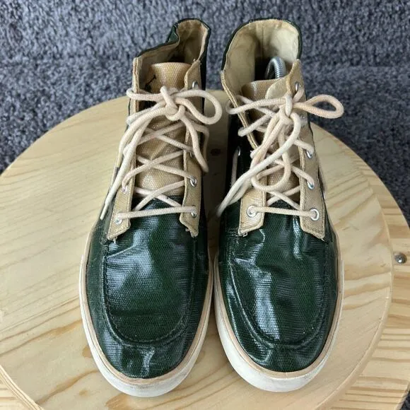 Polo Ralph Lauren Lander Chukka Mens 9 Green Coated Canvas High Top Sneakers
