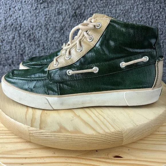 Polo Ralph Lauren Lander Chukka Mens 9 Green Coated Canvas High Top Sneakers