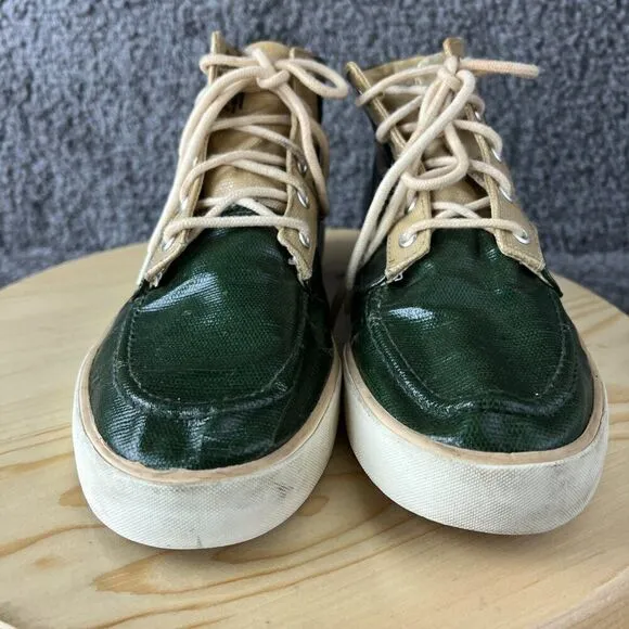 Polo Ralph Lauren Lander Chukka Mens 9 Green Coated Canvas High Top Sneakers