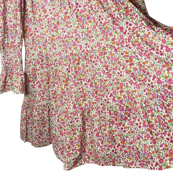 Pomander Place Ditsy Floral Kenzo Tiered Mini Dress Size XL