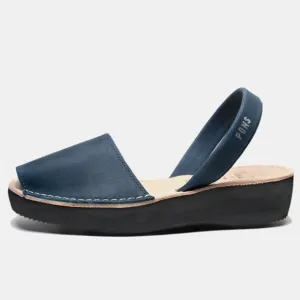 Pons Avarcas Classic Platform French Blue leather Avarca Wedge Size 9