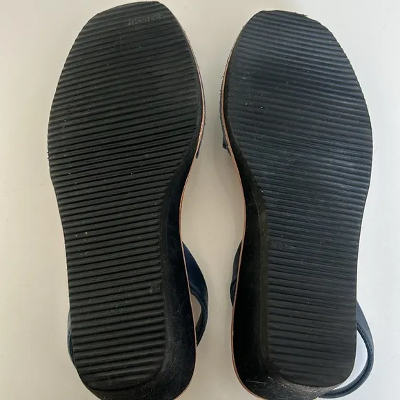 Pons Avarcas Classic Platform French Blue leather Avarca Wedge Size 9