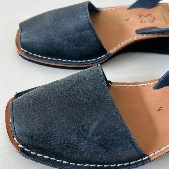 Pons Avarcas Classic Platform French Blue leather Avarca Wedge Size 9