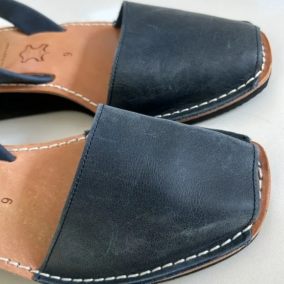 Pons Avarcas Classic Platform French Blue leather Avarca Wedge Size 9
