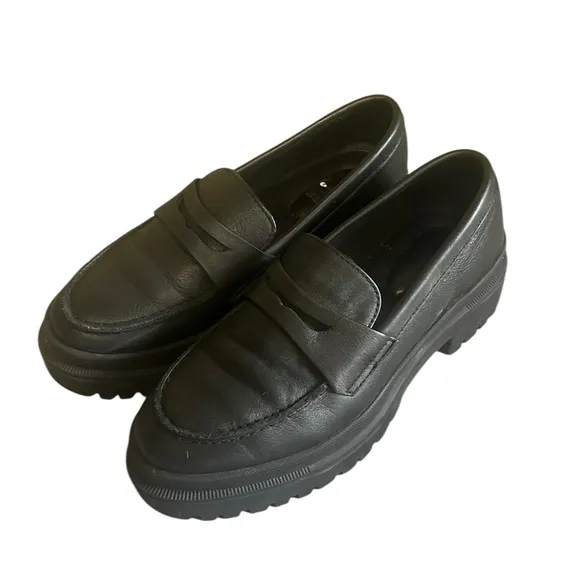 Portland Leather Goods' Patina Collection Zoe Chunky Loafers Black Size 7.5 / 38