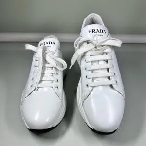PRADA CHUNKY SNEAKERS SHOES 1E679L WHITE LEATHER Size 38