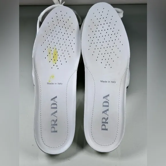 PRADA CHUNKY SNEAKERS SHOES 1E679L WHITE LEATHER Size 38