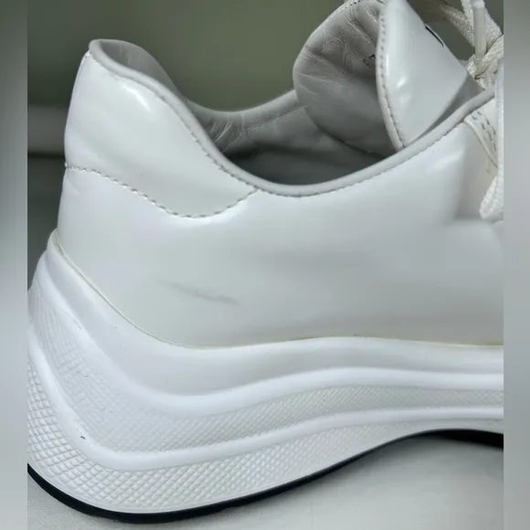 PRADA CHUNKY SNEAKERS SHOES 1E679L WHITE LEATHER Size 38