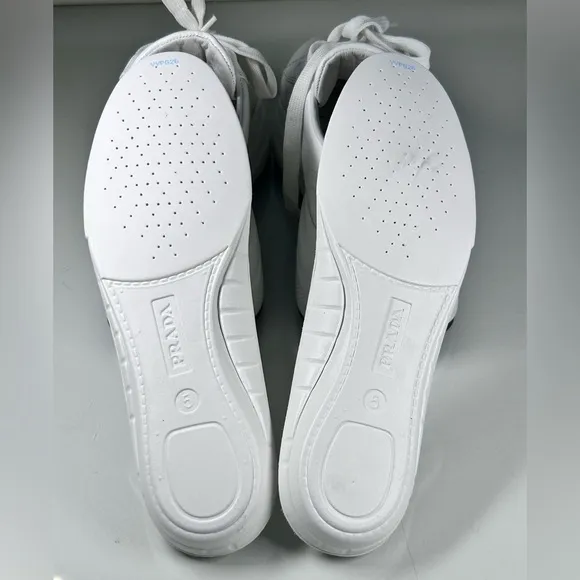PRADA CHUNKY SNEAKERS SHOES 1E679L WHITE LEATHER Size 38