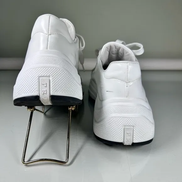 PRADA CHUNKY SNEAKERS SHOES 1E679L WHITE LEATHER Size 38