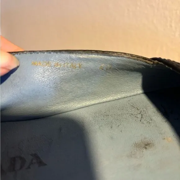Prada espadrilles open toe platform shoes big logo sandals leather flats