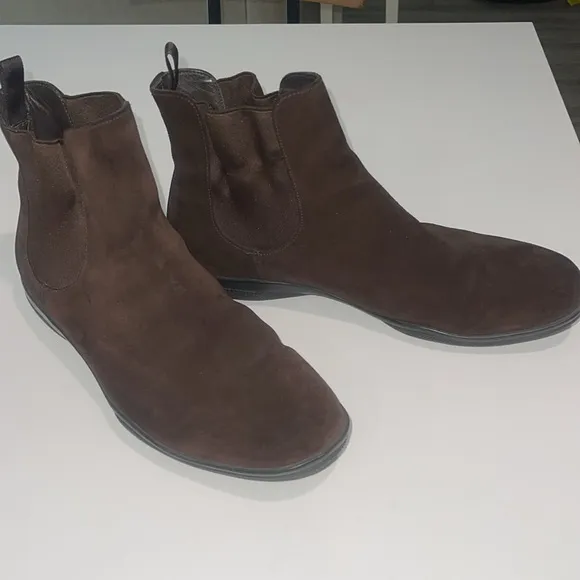PRADA (EUC) Stylish, Comfy &amp; Classic Men’s Brown Suede Chelsea Boots USA Size 10