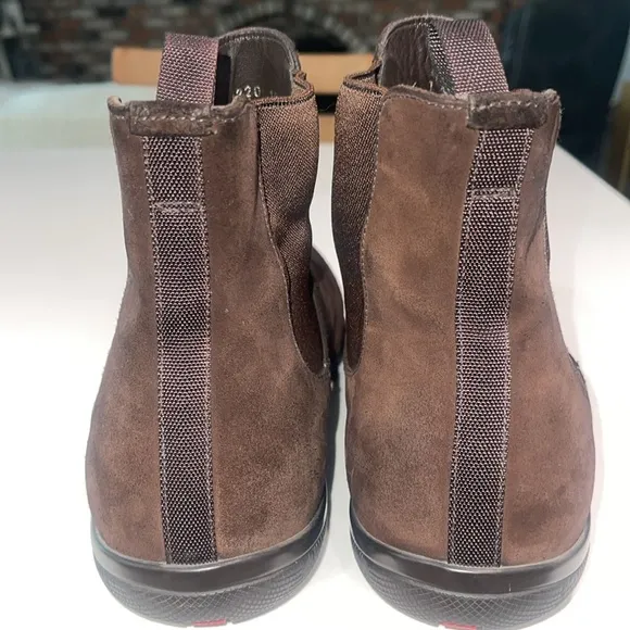 PRADA (EUC) Stylish, Comfy &amp; Classic Men’s Brown Suede Chelsea Boots USA Size 10