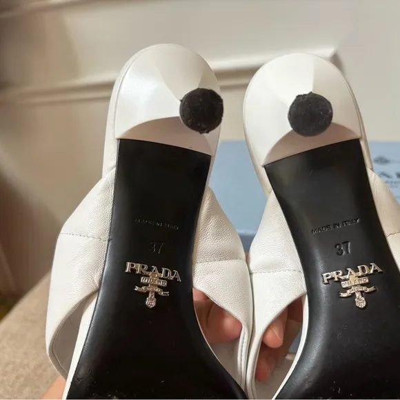 Prada quilted leather sandals with kitten heels 36.5