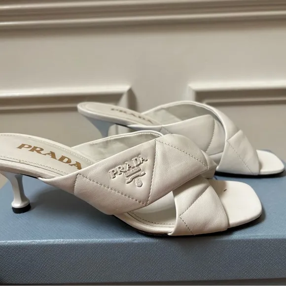 Prada quilted leather sandals with kitten heels 36.5