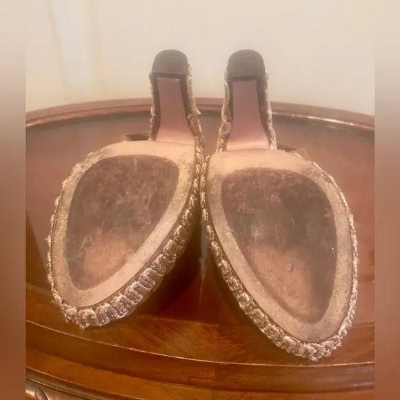 Prada Suede Leather Jute 70s Style Platform Sandals