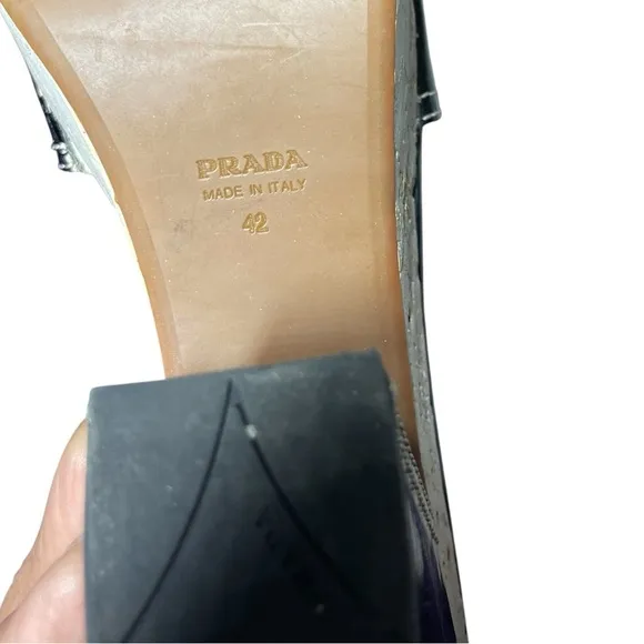 Preloved Prada Black Patent Leather/Cork Platforms