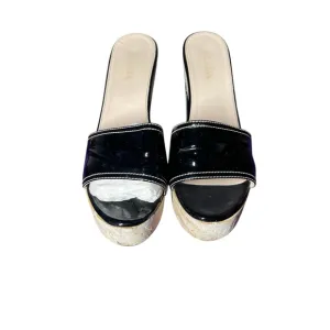 Preloved Prada Black Patent Leather/Cork Platforms