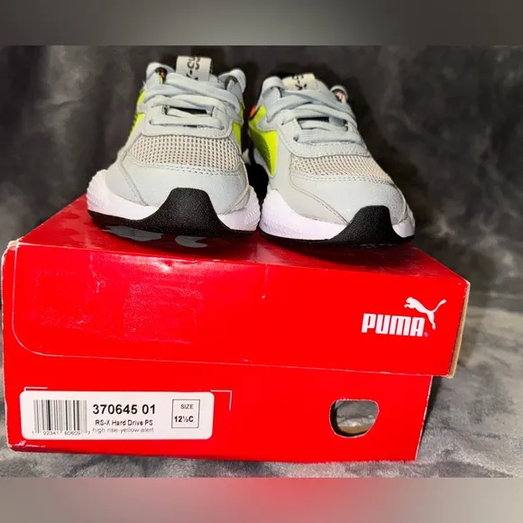 Puma RS-X Hard Drive PS size 12.5 kids high rise-yellow alert (Brand new in box)