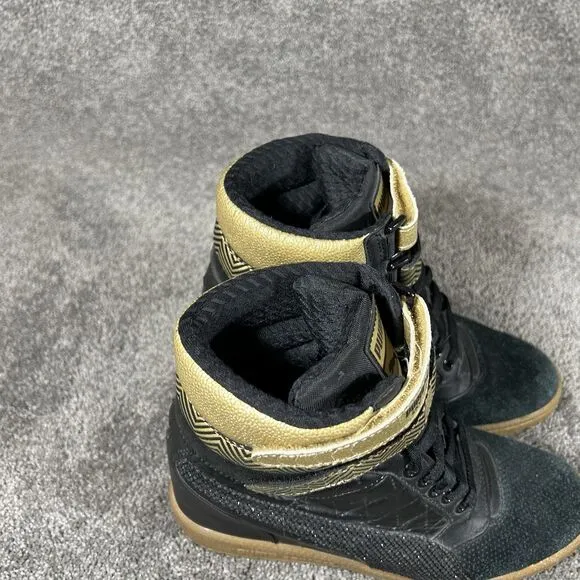 Puma Sky Contact Hidden Wedge High Top Black Gold Leather Shoes Womens Size 7.5