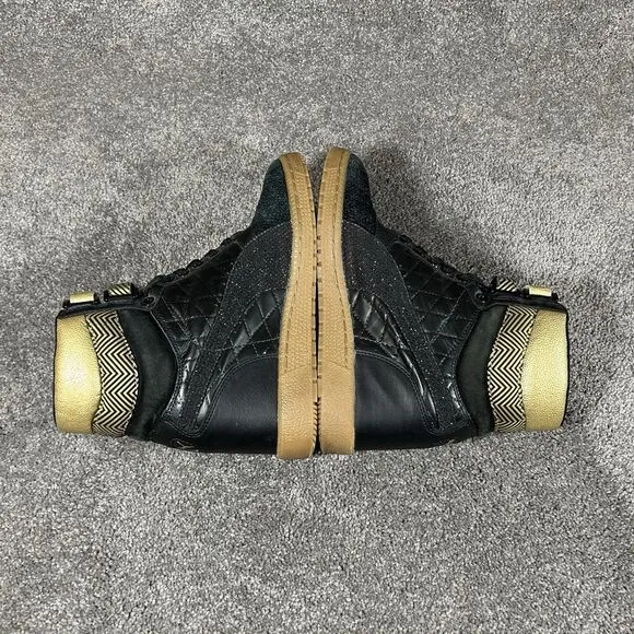 Puma Sky Contact Hidden Wedge High Top Black Gold Leather Shoes Womens Size 7.5