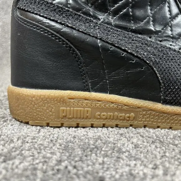 Puma Sky Contact Hidden Wedge High Top Black Gold Leather Shoes Womens Size 7.5