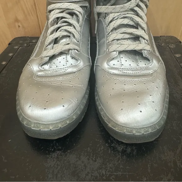 Puma Sky ll Hi Platinum Mens Silver Leather High Top Sneakers Size 8 Shoes
