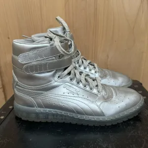 Puma Sky ll Hi Platinum Mens Silver Leather High Top Sneakers Size 8 Shoes