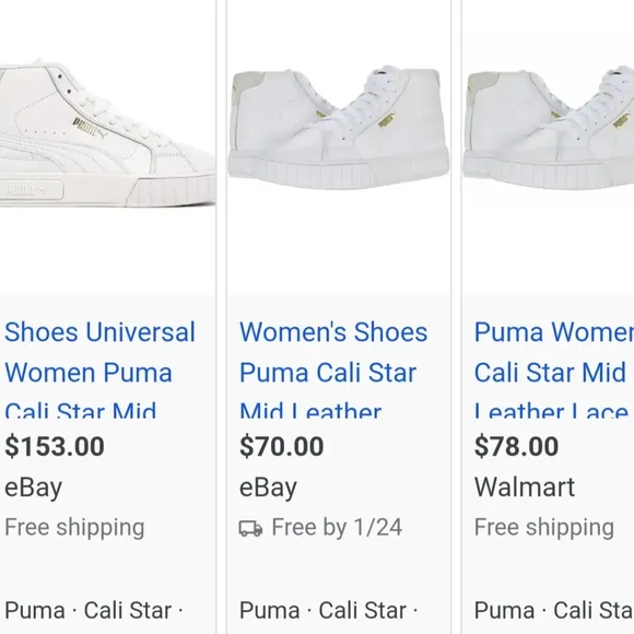 PUMA Women's CALI STAR MID Leather Preppy size 8.5 Athleisure Swifty Red Chunky
