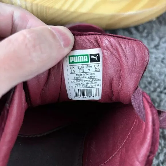 Puma x Fenty by Rihanna Velvet Sneakers Womens 7 Burgundy Chunky Platform Shoes