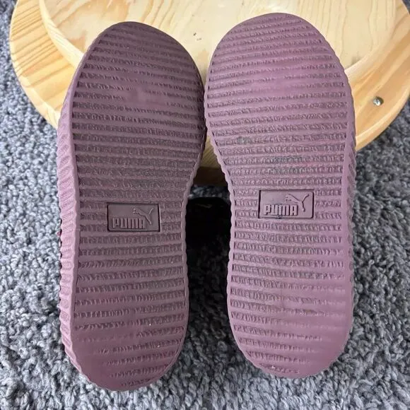 Puma x Fenty by Rihanna Velvet Sneakers Womens 7 Burgundy Chunky Platform Shoes