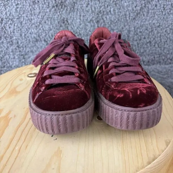 Puma x Fenty by Rihanna Velvet Sneakers Womens 7 Burgundy Chunky Platform Shoes