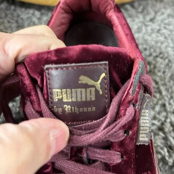 Puma x Fenty by Rihanna Velvet Sneakers Womens 7 Burgundy Chunky Platform Shoes