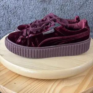 Puma x Fenty by Rihanna Velvet Sneakers Womens 7 Burgundy Chunky Platform Shoes