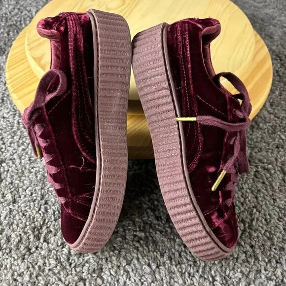 Puma x Fenty by Rihanna Velvet Sneakers Womens 7 Burgundy Chunky Platform Shoes