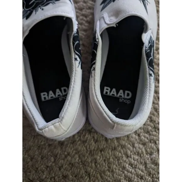 RAAD Shop Mens Custom Art Rose Dove Sz:‎ 11 M Shoes NWOB Black White