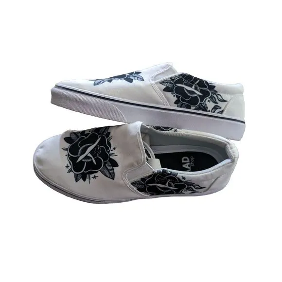 RAAD Shop Mens Custom Art Rose Dove Sz:‎ 11 M Shoes NWOB Black White