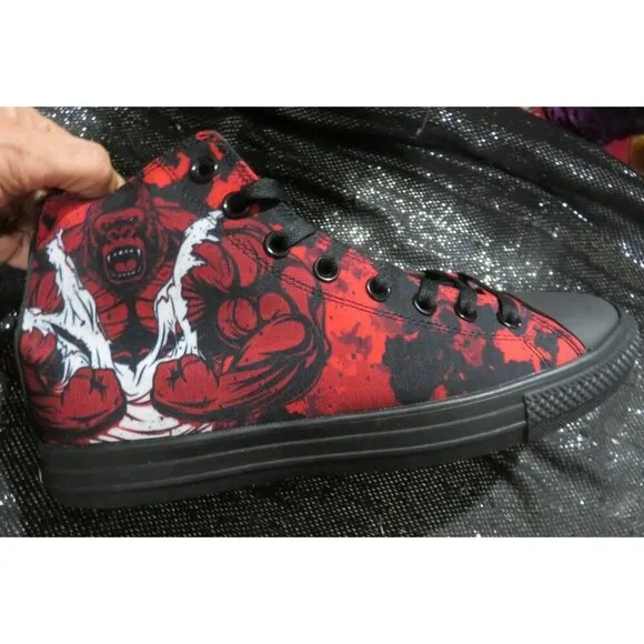 RAAD Shop Red Camo Gorilla High Top Canvas Sneakers men 9.5 women 11 Memory Foam