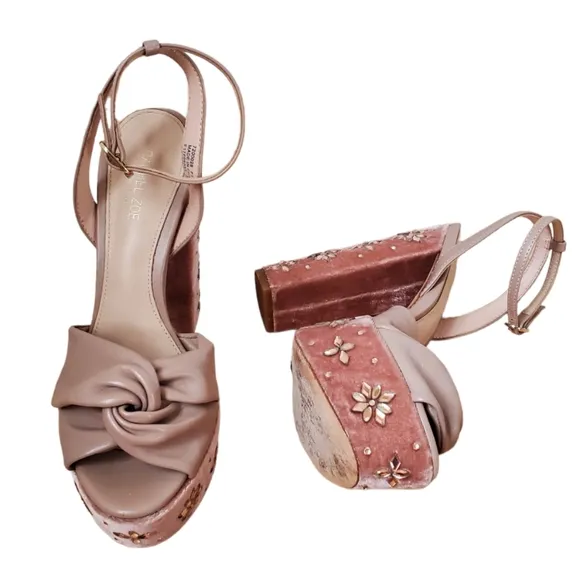 Rachel Zoe platform sandals with stones detail
